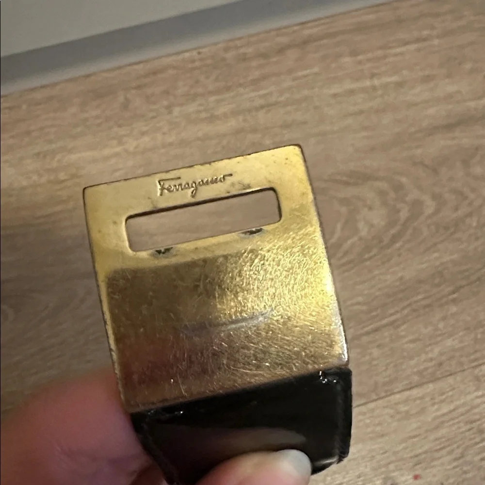 Salvatore Ferragamo Vintage Black and Gold Cuff Bracelet